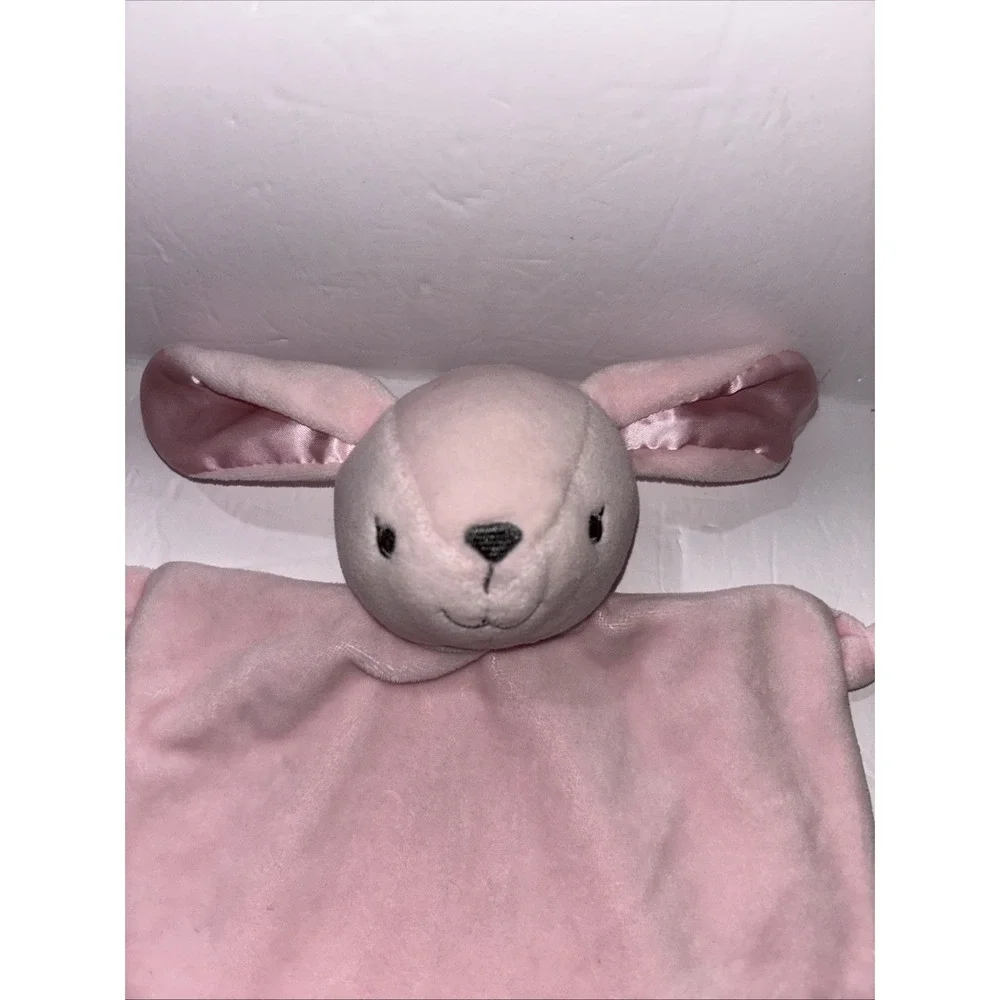 Dan Dee Pink Bunny Rabbit Rattle Security Blanket Lovey Satin Ears 9